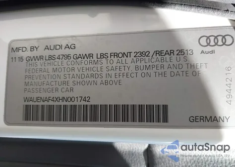 2017 Audi A4 2.0T Premium from USA, damaged, VIN WAUENAF4XHN001742